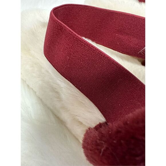 Jenni Intimates Women’s Slippers Faux Fur Striped Slides Pink, Cream & Burgundy - Picture 5 of 6